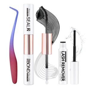 3 PCS Lash Kit Bond and Seal with Tweezers Remover Kit, DIY Eyelash Glue and Lash Applicator Tool Cluster Glue Remover Fast Removal with No Residue