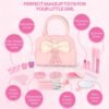 Kids Real Makeup Kit for Girls - 18Pcs Non-Toxic Washable Make Up Toys with Initial Toddler Purse - Personalized Birthday Gifts for Age 3 4 5 6 7 8 9 10 Years Old Girls Vanity Set - A
