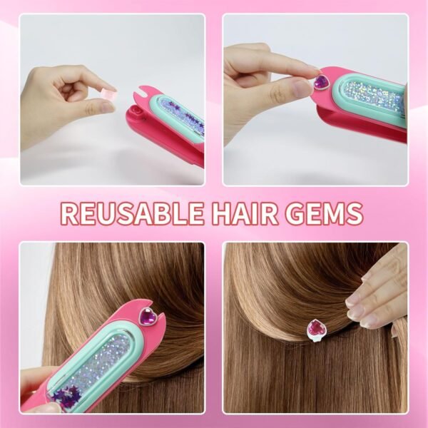 Hair Gem Stamper Kit, Hair Bedazzler Styling Tool with Reusable Rhinestones, Girls Hair Accessories, Birthday Gift Toy