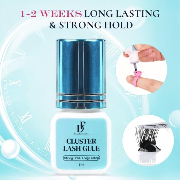 Semi-permanent 2 Weeks Lash Cluster Glue and Remover Kit for Eyelash Clusters Strong Hold Long Lasting Waterproof Eyelash Glue Remover for DIY Lash Extensions with Lash Extension Supplies