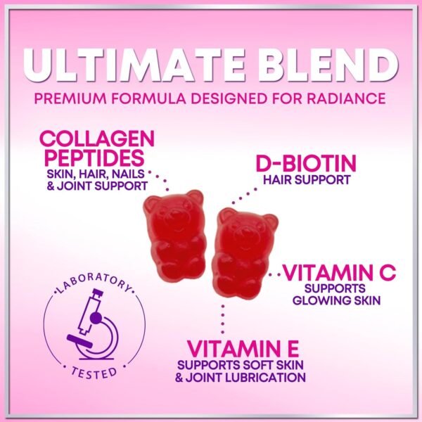 7166tQyt25L._AC_SL1500_.jpg Collagen Peptide Gummies for Women with Biotin - Hydrolyzed Collagen for Hair, Skin, Nail, Bone Health & Joint Support - Extra Strength Best Peptides Supplement for Women & Men, Non-GMO - 60 Gummies