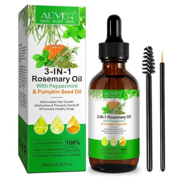 716B2ysVCL._SL1500_.jpg 3in1 Hair Growth Oil (Rosemary, Mint & Pumpkin Seed) - Natural Organic Cold-Pressed Hair Treatment for Hair, Skin, Eyelashes & Eyebrows Regrowth