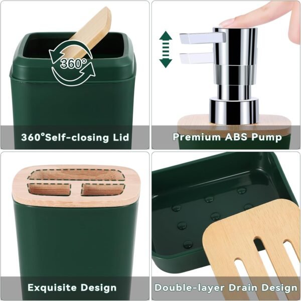 Dark Green Bathroom Sets with Shower Curtain and Rugs,Bathroom Sets Shower Curtain Set with Extra Soft and Absorbent Bathroom Rugs Green Bathroom Accessories