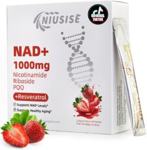 NAD Supplement, NAD+ Liquid, 1000mg Enhanced Formula with PQQ, Nicotinamide Riboside & Resveratrol, Advanced Anti-Aging Support for Men & Women, Sustained Energy, Vitality Boost (30 Packets)