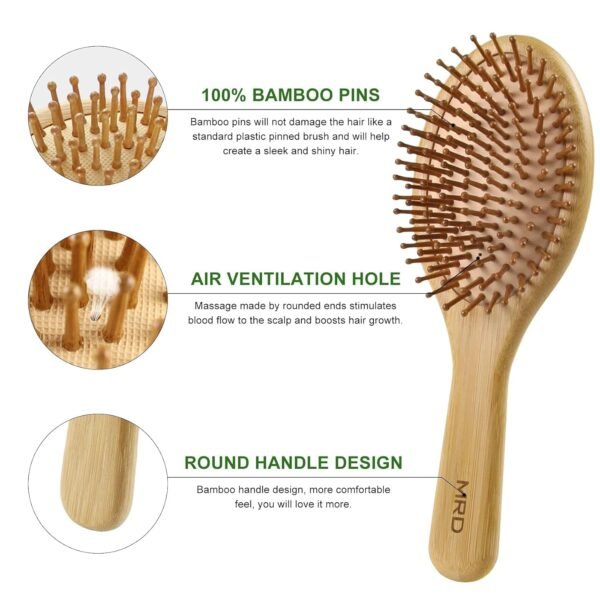 716LgFdz8nL._SL1500_.jpg MRD Hair Brush Set, Natural Bamboo Comb Paddle Detangling Hairbrush, Wide-tooth and tail comb No Bristle, suit for Women Men and Kids Thick/Thin/Curly/Dry Hair Gift kit