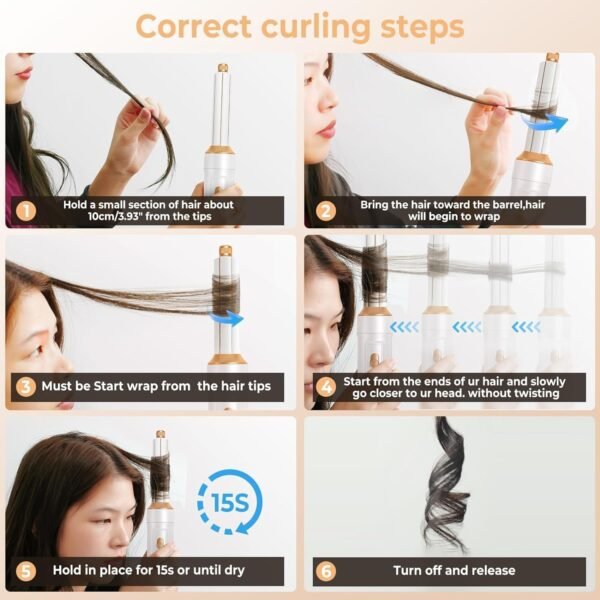 Hair Dryer Brush 5 in 1,Negative Ion Blow Dryer Brush Set Upgrade Hot Air Brush Air Styler Curling Wrap Air Curler, Professional Curling Iron Hair Styling Tools Gift for Straight/Curl/Drying/Smoothing