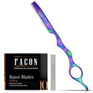 716RKNnO8CL._SL1500_.jpg Facón Hair Razors for Cutting Hair - Professional Hair Styling Razor Kit with 11 Replacement Blades, Stainless Steel Hair Cutting Tool for Salon & Home, Premium Hair Thinning Texturizing Faether Razor