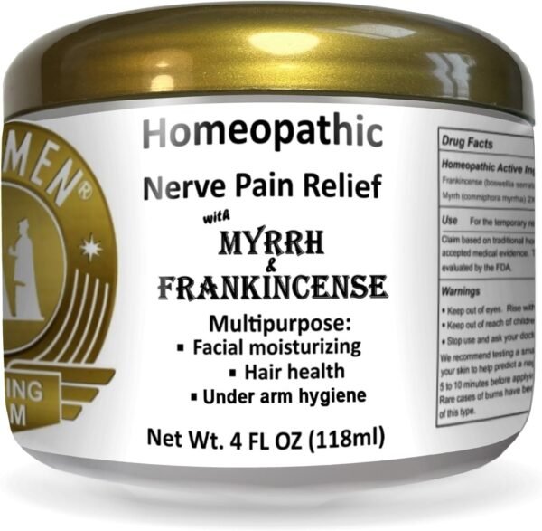 Wise Men Healing Balm with Myrrh and Frankincense Essential Oils for Neuropathy, Sciatica and Nerve Pain Massage and Skin Moisturizing