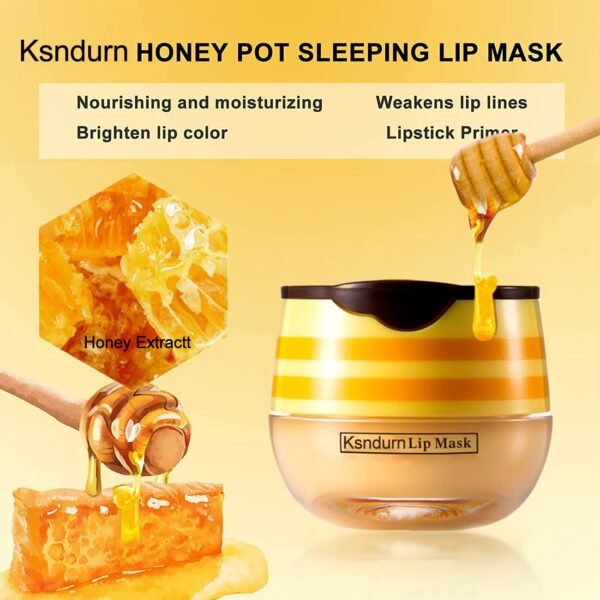 716aIlfpuUL._SL1300_.jpg Honey Lip Mask, Ksndurn 1 PC Lip Scrubs Exfoliator & Moisturizer - Bee Balm Lip Balm Honey Pot/Hydrating Prevention Dry,Sleeping Lip Mask Lip Scrubs for Dry Lips