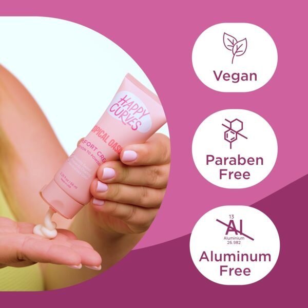 Lotion to Powder Anti Chafing Odor Control Cream for Women: Aluminum-Free Cream for Private Parts, Under Breast, & Body 2.25 Fl Oz (1 Pack, Tahitian Vanilla)