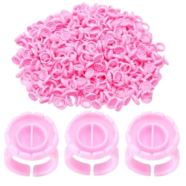716bKwHV05L._SL1500_.jpg 300 Pcs Glue Rings Smart Glue Holder for Eyelash Extensions, Easy Fanning Glue Cups for Volume Lashes, Pink