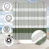 DDQQ 4Pcs Boho Streak Shower Curtain Sets with Rugs Sage Green Stripe Bathroom Sets Shower Curtain with 12 Hooks Bathroom Decor with Rugs Bath Accessories with Mats Toilet Lid Cover