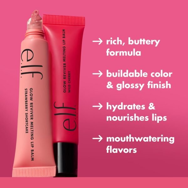 716dZ-xl5nL._SL1500_.jpg e.l.f. Glow Reviver Melting Lip Balm, Hydrating Tinted Lip Balm For A Glossy Finish & Soft, Supple Lips, Vegan & Cruelty-Free, Strawberry Shortcake