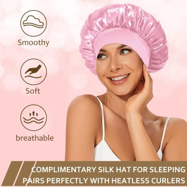 716hEj9Bh6L._SL1500_.jpg Satin Heatless Hair Curler, 16 Piece Set, Overnight Heatless Curls, Not easy to slip Heatless Curling Rod You Can Sleep In, Soft Silk DIY Hair Styling Tools Kit, Silk Bonnet for Sleeping-Khaki