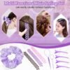 FOTN 17 Pcs Hair Brush and Comb Set for Women, Detangling, Styling, Edge Bristles, Wide Tooth Rat Tail, Spray Bottles, Topsy Hair Tail, Hair Braiding Kit for Girls (Purple)