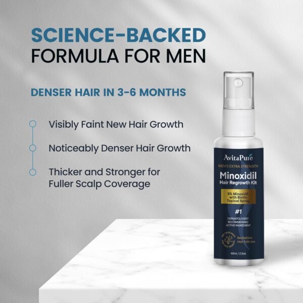 Hair Growth Oil for Men, Minoxidil 5% Hair Growth Serum Infused with Biotin, Extra Strength Hair Regrowth Treatments for Men to Combat Hair Loss