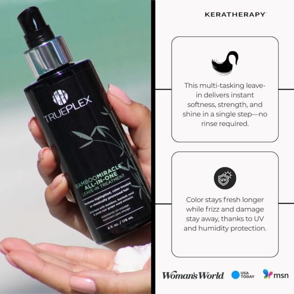KERATHERAPY Trueplex Bamboo Miracle All-In-One Conditioning Treatment, 6 oz., 178 ml - Vegan Leave in Hair Strengthener with Baobab, Grape Seeds & Bamboo Extract for Color Treated, Dry & Damaged Hair