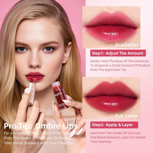 716mDMOmEyL._SL1500_.jpg Liquid Cheek & Lip Stain, Korean Lip Tint with Moisturizing & Weightless, Non-Sticky, Long-Lasting, Kiss-proof, All Long-wearing, Vegan Makeup (Rose Cherry)
