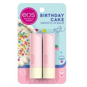 716npt26HxL._SL1500_.jpg eos Natural Shea Moisturizing Lip Balm- Birthday Cake, All-Day Moisture Lip Care Products, 0.14 Ounce (Pack of 2)