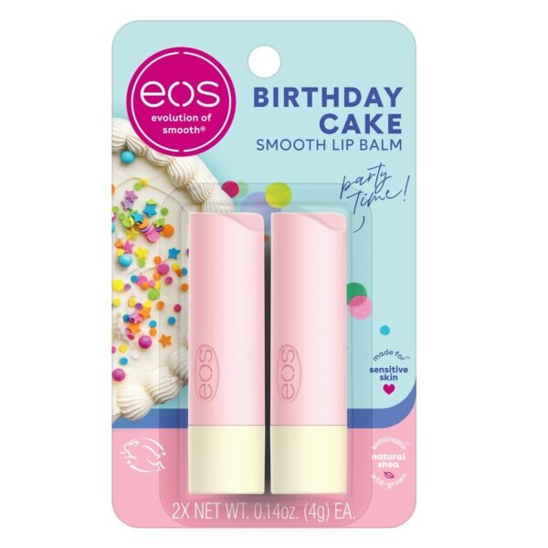 716npt26HxL._SL1500_.jpg eos Natural Shea Moisturizing Lip Balm- Birthday Cake, All-Day Moisture Lip Care Products, 0.14 Ounce (Pack of 2)