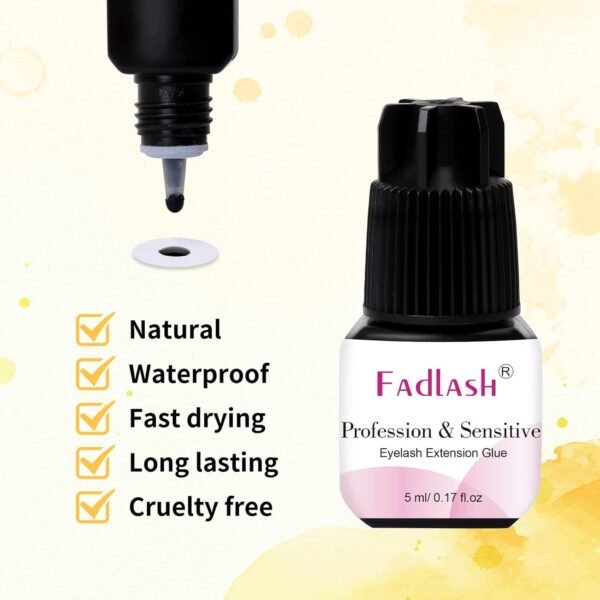 Eyelash Extension Glue FADLASH Extra Strong Lash Glue 5ml 1S Dry Time 8 Weeks Retention Lash Extension Glue Maximum Bonding Power Professional Use Only (NEVER for DIY/CLUSTER LASHES)