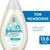 Johnson's CottonTouch Newborn Baby Body Wash & Shampoo, Gentle & Tear-Free, Made with Real Cotton, Gently Washes Away Dirt & Germs, Sulfate- & Paraben-Free for Sensitive Skin, 13.6 fl. oz