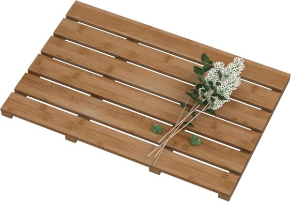 Bamboo Wooden Bath Floor Mat for Luxury Shower - Non-Slip Bathroom Waterproof Carpet for Indoor or Outdoor Use (Walnut)