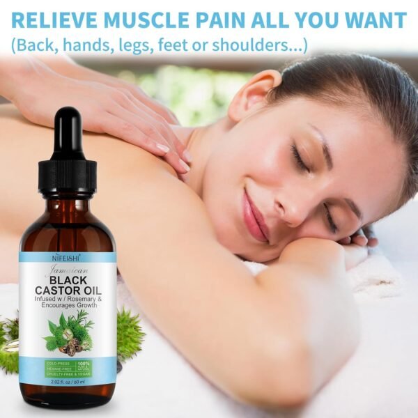 717BjxnwML._SL1500_.jpg Organic Castor Oil, Pure Natural Jamaican Black Castor Oil Infused with Rosemary, Cold Pressed Glass Bottles, Boost Hair Growth for Thicker, Fuller Hair, Eyelashes & Eyebrows 2.02 fl oz