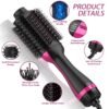 Hair Dryer Brush, 4 in 1 One Step Hair Dryer and Styler Volumizer, Professional Hot Air Brush with Negative Ion Anti-frizz Blowout for Drying, Straightening, Salon, Black Pink