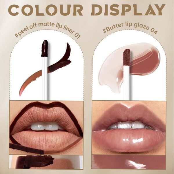 717Fcwp4dKL._SL1500_.jpg Peel Off Lip Liner Stain Tattoo, Long Lasting Waterproof Lip Stain Peel off, Tattoo Nude Lip Liner and Lip Gloss Combo, Non-Stick Cup Nourishing Lip Gloss Set Lipstick Makeup