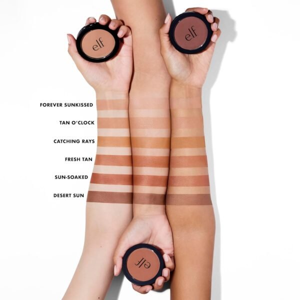 e.l.f. Primer-infused Bronzer, Long-Wear, Matte, Bold, Lightweight, Blends Easily, Contours Cheeks, Forever Sun Kissed, All-Day Wear, 0.35 Oz