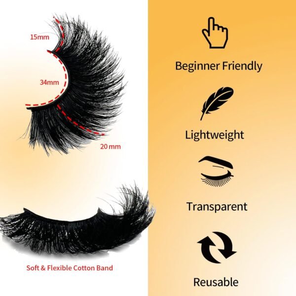 Mink Lashes Fluffy Long 3D Faux Mink Wispy 20mm 25mm Big Dramatic Strip Lashes That Look Like Extensions Thick Cat Eye False Eyelashes Pack