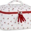 717hOuoQzL._AC_SL1500_.jpg Prite Large Makeup Bag for Women Quilted Floral Cotton Cosmetic Bag Cute Coquette Aesthetic Floral Travel Toiletry Bag (Red Berries)