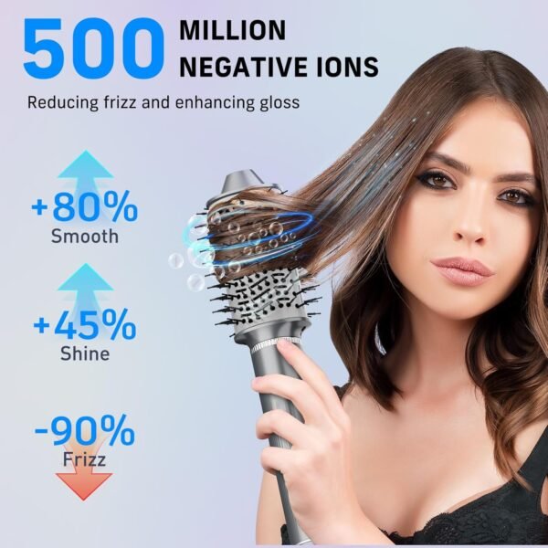 717iw7iIG5L._AC_SL1500_.jpg 5 in 1 Hair Dryer Brush, QUICO Hair Styler 110,000 RPM 7X Faster Hair Dryers for Women, 500 Million Negative Ionic Blow Dryer Brush for Curling Volumizing Straightening Styling, No Heat Damage