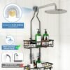 Upgraded Extended Length Shower Organizer with Hooks, Rustproof Shampoo Soap Holder, Large Hanging Bathroom Caddy