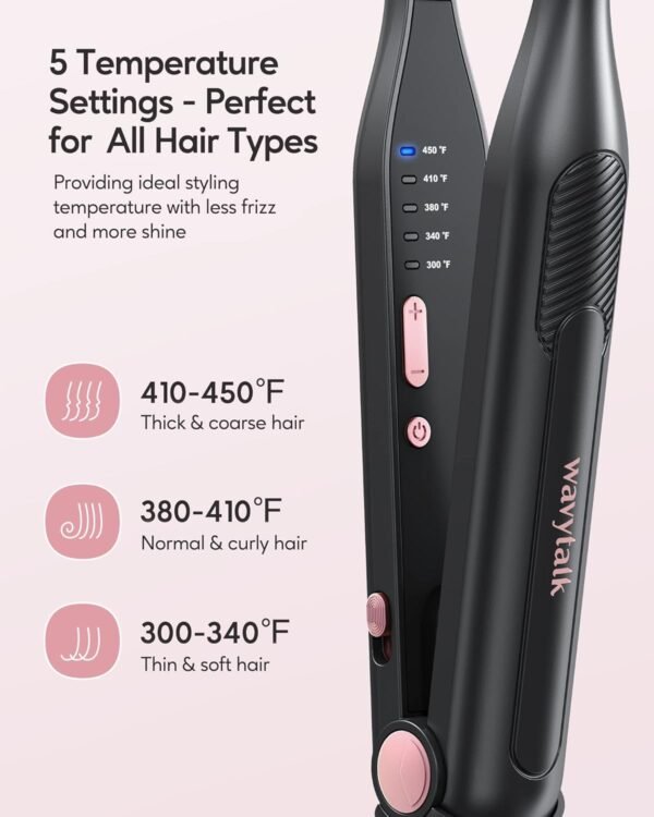 717mK2CP9VL._AC_SL1500_.jpg Wavytalk 3/10" Small Flat Iron, Pencil Flat Iron for Short Hair, Pixie Cut and Bangs, Curling Iron for Short Hair, Mini Hair Straightener for Edges with Anti-Pinch Design, Tiny Hair Straightener