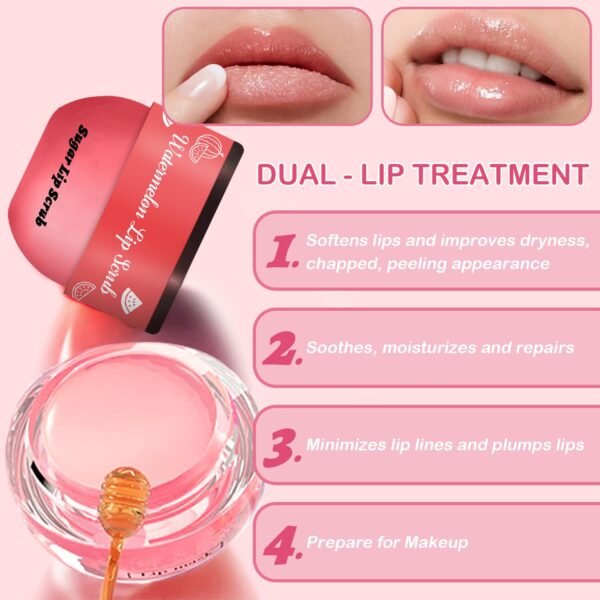 717pDorO40L._SL1500_.jpg 4 PCS Bee Lip Balm Honey Pot Lip Mask & Lip Scrub Set, Strawberry Watermelon Coconut Cherry Overnight Propolis Moisturizing Lip Balm Hydrating Prevention Dry and Crack Lip Exfoliator Lip Wrinkle Care
