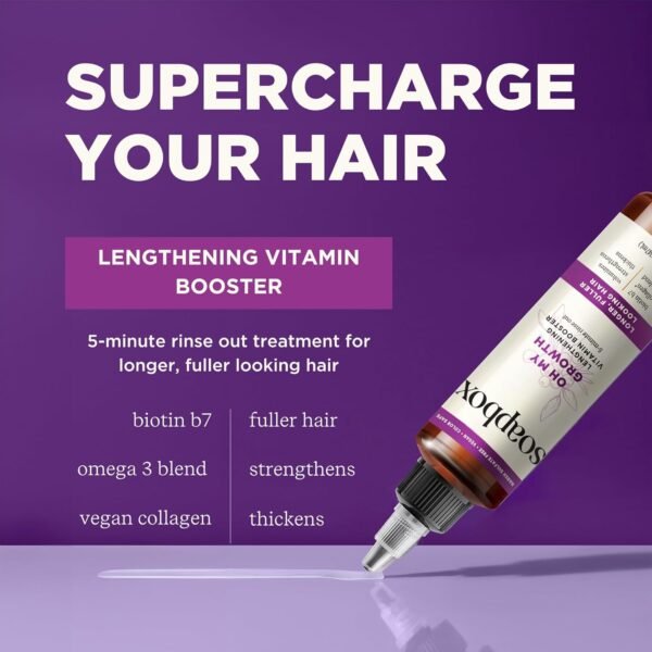 Soapbox Oh My Growth, Lengthening Vitamin Booster Treatment for All Hair Types with Biotin, Vegan Collagen & Vitamins A & C, Paraben & Cruelty Free, For Thicker, Fuller Hair for Men & Women (5 oz)