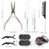 717vfedCDFL._SL1500_.jpg NEWISHTOOL Hair Extension Tool Kit, Micro Links Beading Pliers, Loop Pulling Hook Threader Bead Device Tool and 300 PCS Silicone Beads Hair Styling Accessories, Micro Rings Feather Extension Tools