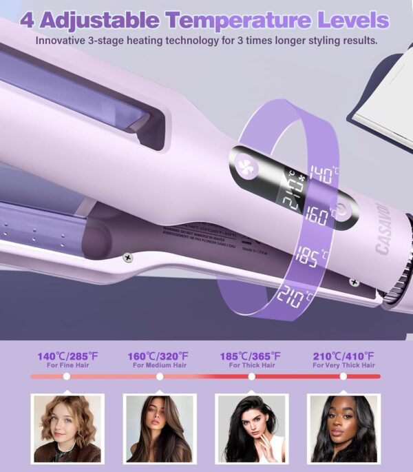 717wfkw7cEL._AC_SL1500_.jpg Hair Crimpers and Wavers with Cool Airflow Styling, Beach Waver Curling Iron with 4 Adjustable Curl, Anti-Scald Crimper Hair Tool for Women, 8s Smart Timer, Fast Heating, 100 Million Ions, LCD