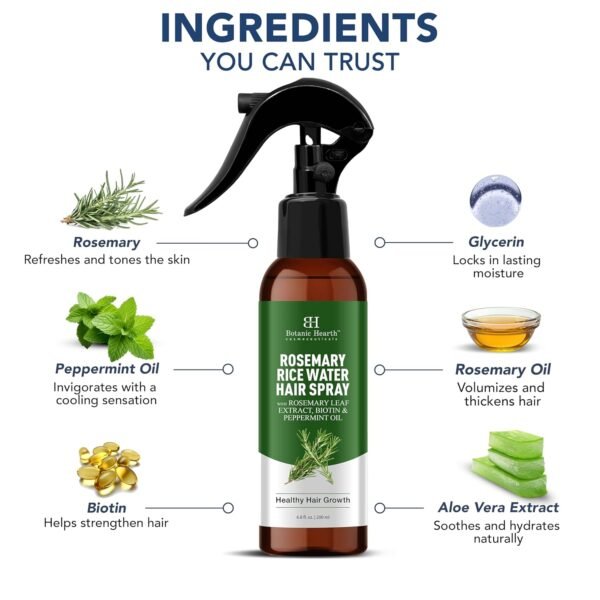 Botanic Hearth Advanced Rosemary Water Spray For Hair Growth With Peppermint, Biotin | Thinning Hair Regrowth, Scalp Treatment For Men & Women| 6.8 Fl Oz