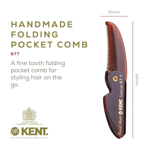 7180juHO-L._SL1500_.jpg Kent 87T Handmade Folding Pocket Comb for Men, Fine Tooth Hair Comb Straightener for Everyday Grooming Styling Hair, Beard or Mustache, Use Dry or with Balms, Saw Cut Hand Polished, Made in England