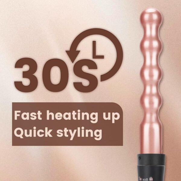718Euww0VL._AC_SL1500_.jpg Bo'laiya 5 in 1 Curling Wand Set with Temperature Display, Curling Iron Set with 5 Interchangeable Ceramic Curling Wands, Instant Heat Up, Suitable for All Hair Types (Rose Gold)