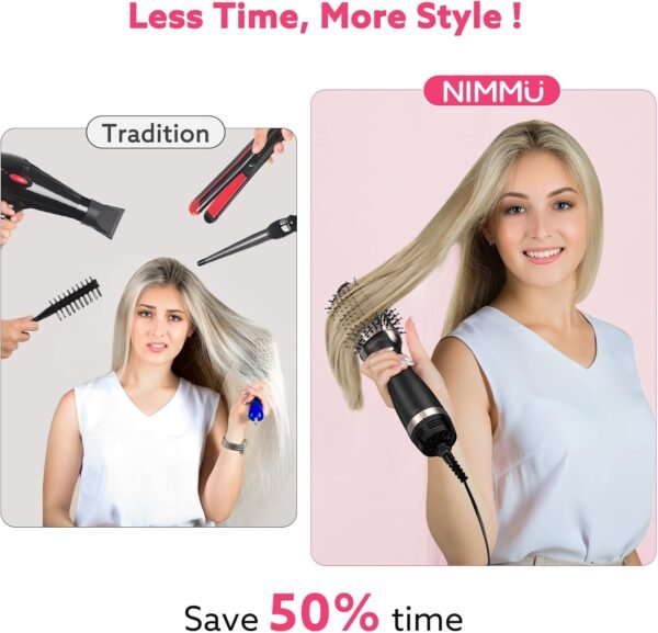 718LF5EVSL._AC_SL1500_.jpg Nimmu Hair Dryer Brush Blow Dryer Brush in One, 4 in 1 Hair Dryer and Styler Volumizer for Drying Straightening Curling Volumizing Hair, Upgraded Hot Air Brush with 2.4” Oval Barrel, Black Gold