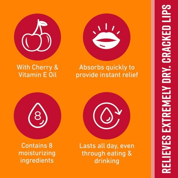 O'Keeffe's Lip Repair Lip Balm with Cherry & Vitamin E Oil - Stick (3 Pack) - Moisturizer for Extremely Cracked, Dry Lips