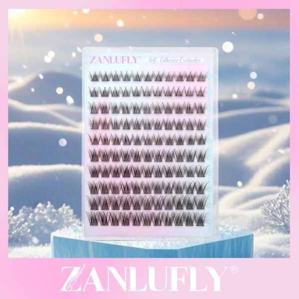Self Adhesive Eyelashes Natural Self Adhesive Lash Clusters Pre glued Eyelash Clusters zanlufly No Glue Needed Lashes Wispy C-curly Cluster Eyelash extensions 10-16MM Individual Lashes