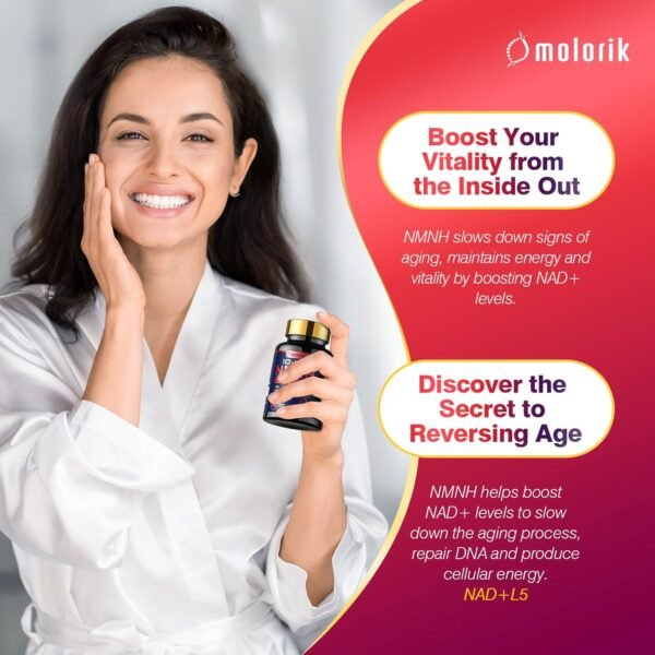 NMNH (Dihydronicotinamide Mononucleotide), 1000mg Per Serving NAD High Purity Supplement Alternative, 58 Capsules Gluten Free, Non-GMO, for Anti-Aging, Energy, Focus - 29 Servings