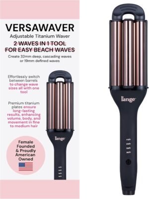 718nV5y8OvL._AC_SL1500_.jpg L'ANGE Hair VersaWaver Adjustable Titanium Waver | Pick 19mm or 32mm Waves with 1 Tool | Titanium 3-Barrel Waving Tool | Cool Tip Also Rotates Barrel to Change Wave Lengths (Black)