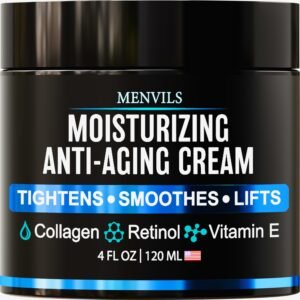 Mens Face Moisturizer Cream - Anti Aging & Wrinkle for Men with Collagen, Retinol, Vitamins E, Jojoba Oil - Face Lotion - Age Facial Skin Care - Eye Wrinkle - Day & Night - 4 oz