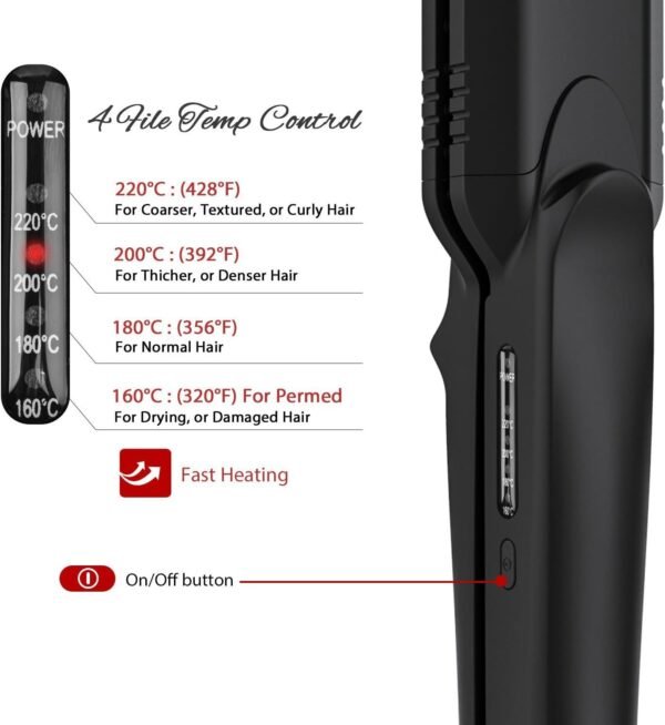 718vBFvN2lL._AC_SL1500_.jpg Pulla Hair Straightener and Crimper - 4 in 1 Tourmaline Ceramic Flat and Curling Iron for Hair Styling with Adjustable Temperature - Salon High Heat 320°F - 430°F for All Hair Types